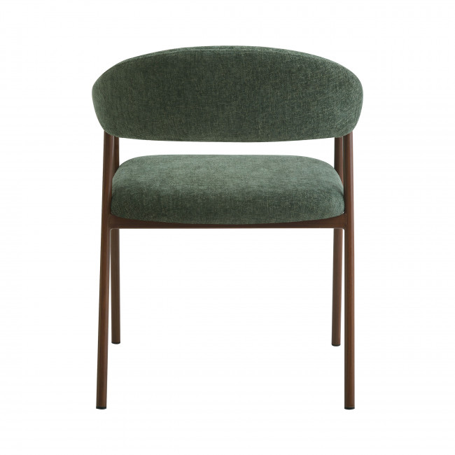 Leon - Lot de 2 fauteuils de table en tissu piètement effet bois foncé