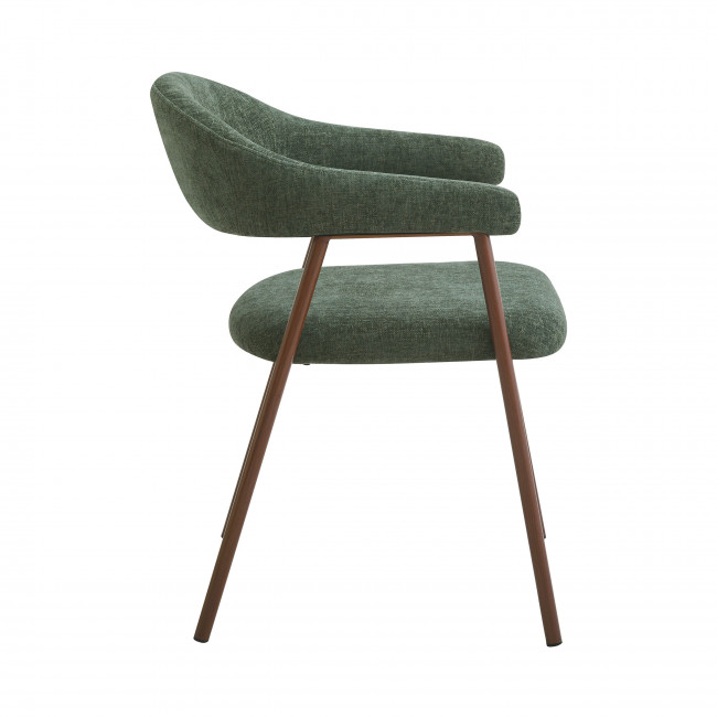 Leon - Lot de 2 fauteuils de table en tissu piètement effet bois foncé