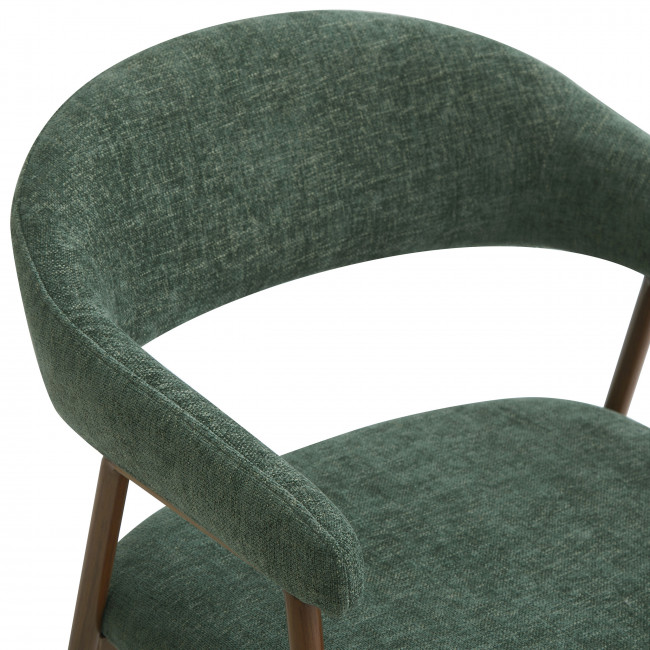 Leon - Lot de 2 fauteuils de table en tissu piètement effet bois foncé