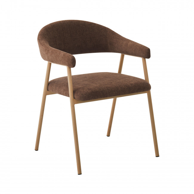 Leon - Lot de 2 fauteuils de table en tissu piètement effet bois clair