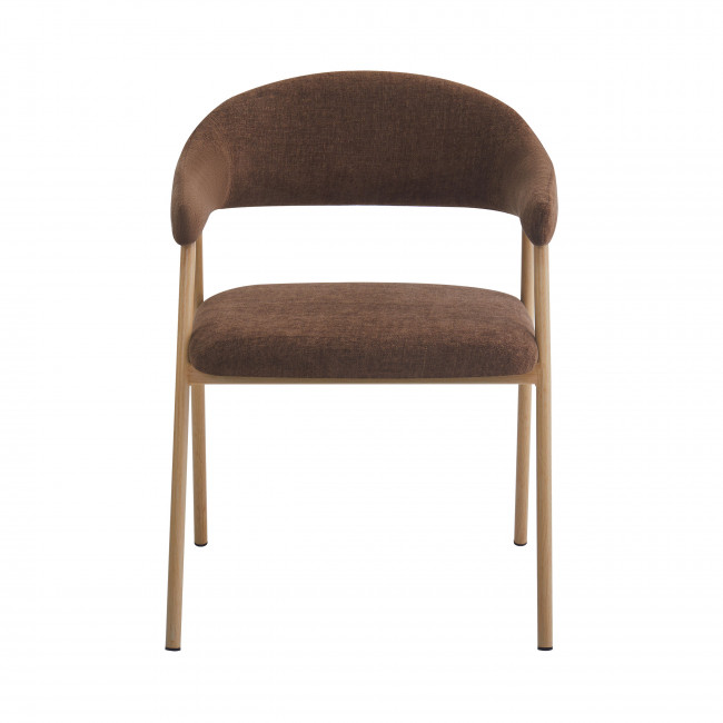 Leon - Lot de 2 fauteuils de table en tissu piètement effet bois clair