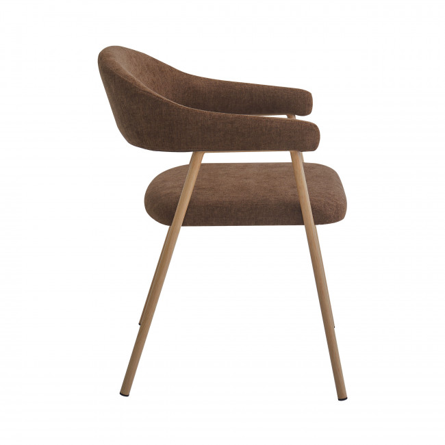 Leon - Lot de 2 fauteuils de table en tissu piètement effet bois clair