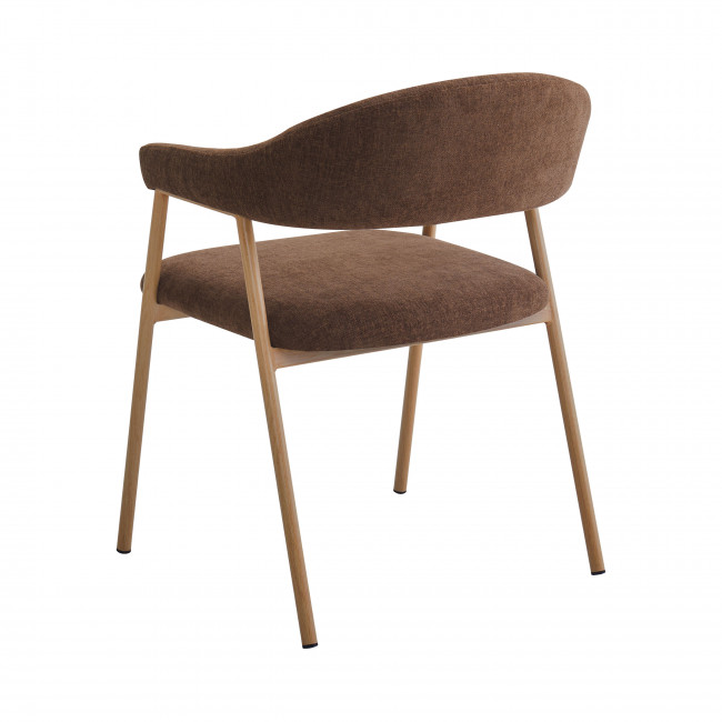 Leon - Lot de 2 fauteuils de table en tissu piètement effet bois clair