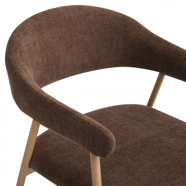 Leon - Lot de 2 fauteuils de table en tissu piètement effet bois clair