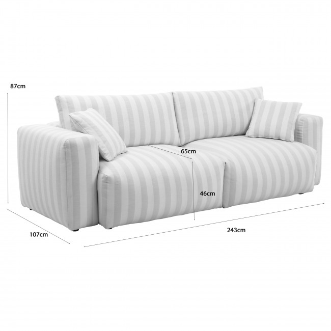 Limona - Canapé 3 places en tissu à rayures