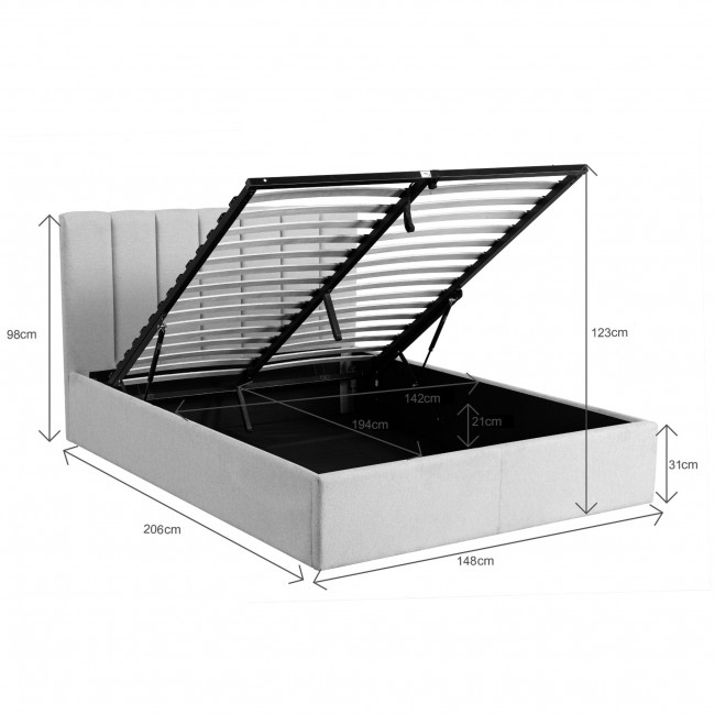 Lou - Lit coffre en tissu 140x190cm