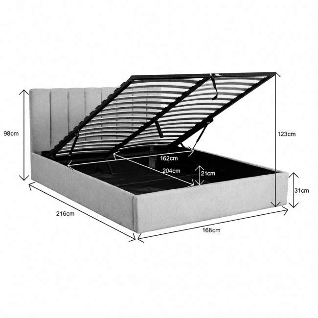 Lou - Lit coffre en tissu 160x200cm