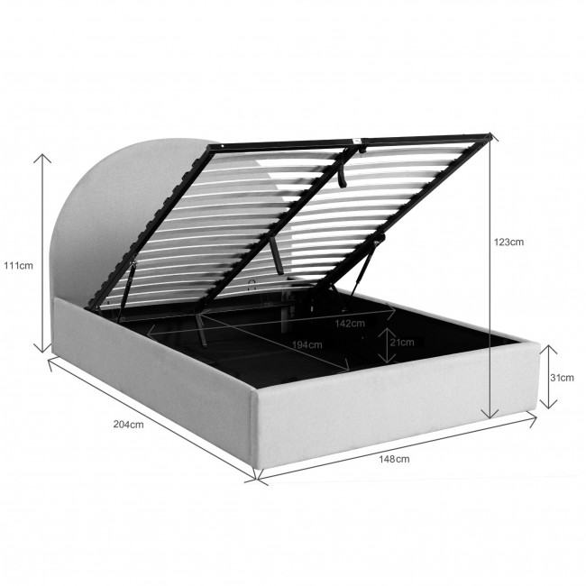 Backo - Lit coffre en tissu 140x190cm