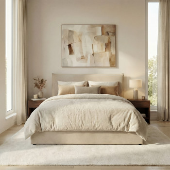 Cama -  Lit coffre en tissu 160x200cm