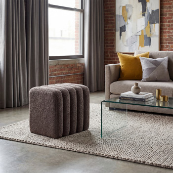 Leto - Pouf rembourré en tissu bouclette