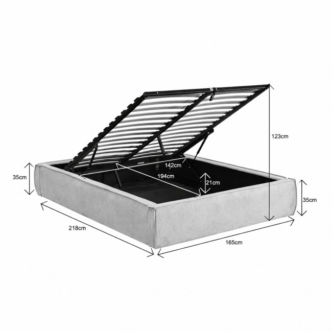 Liberio - Lit coffre en tissu 140x190cm