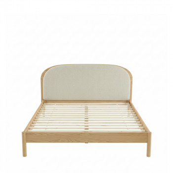 Carrie - Lit en tissu bouclette et bois 160x200cm