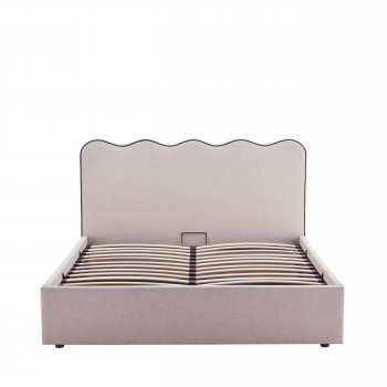 Nagoya - Lit coffre en tissu avec tête de lit ondulée 160x200cm