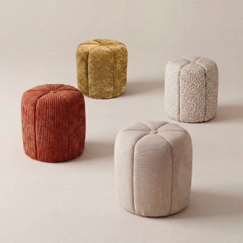 Flower - Pouf rond en velours côtelé ø38cm