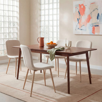 Gaston - Lot de 2 chaises en tissu piètement effet bois