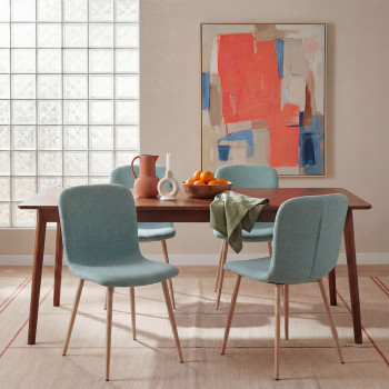 Gaston - Lot de 2 chaises en tissu piètement effet bois