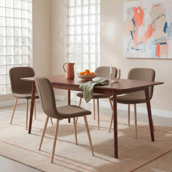 Gaston - Lot de 2 chaises en tissu piètement effet bois