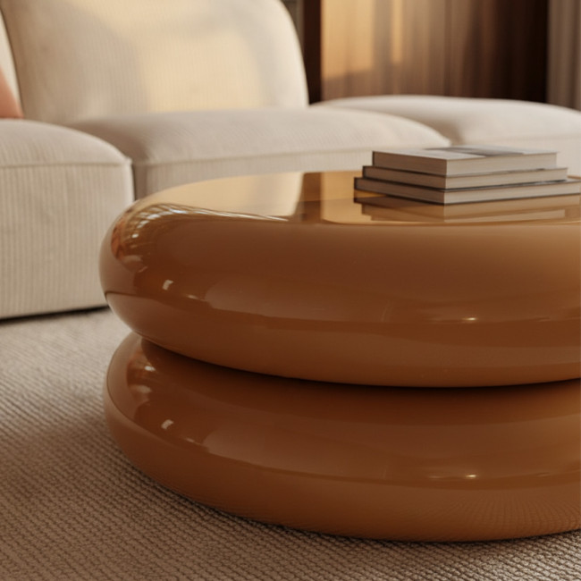 Olyn - Table basse ronde en métal finition laqué H29ø68cm