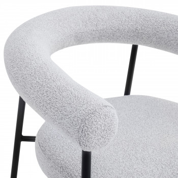 Olympe - Lot de 2 fauteuils de table en tissu bouclette et métal