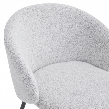 Valom - Lot de 2 chaises de bar en tissu bouclette et métal H66cm