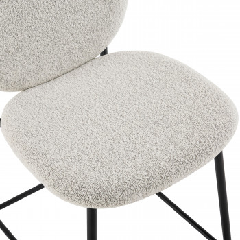 Dalby - Lot de 2 tabourets de bar en tissu bouclette et métal