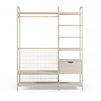 Aqaba - Kit dressing modulable 2 éléments en métal et bois L140xH179,5cm 