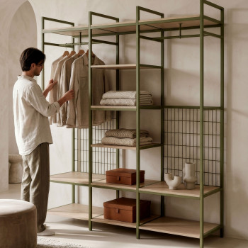 Aqaba - Kit dressing modulable 3 éléments en métal et bois L140xH179,5cm