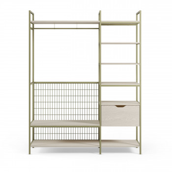 Aqaba - Kit dressing modulable 2 éléments en métal et bois L140xH179,5cm 