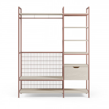 Aqaba - Kit dressing modulable 2 éléments en métal et bois L140xH179,5cm 