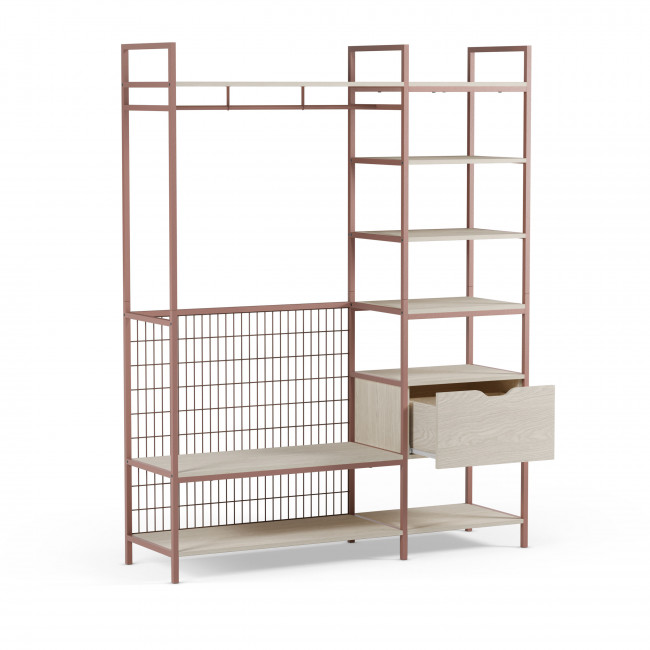 Aqaba - Kit dressing modulable 2 éléments en métal et bois L140xH179,5cm 