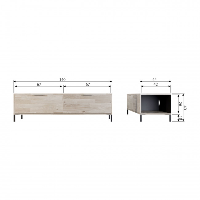 Joy - Meuble tv 2 portes en bois L140cm