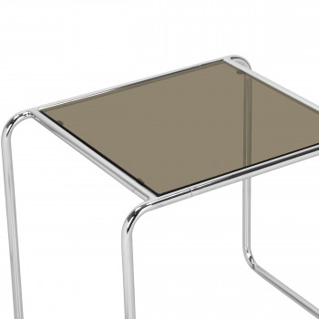Rika - Table d'appoint en verre pieds chrome