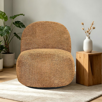 Groovy - Fauteuil pivotant en tissu chenille côtelé