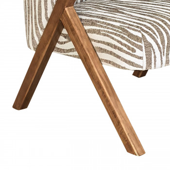 Malou - Fauteuil en tissu et bois imprimé zèbre