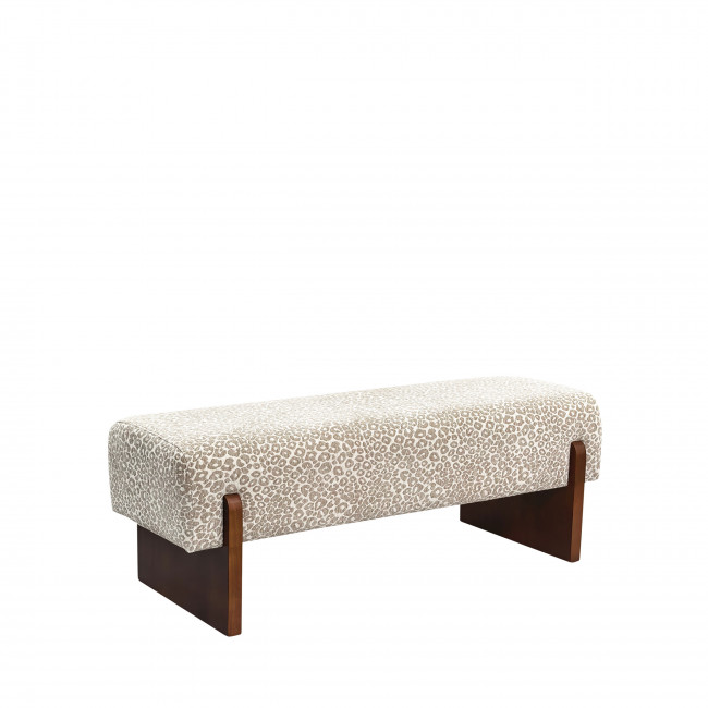Sally - Banc en tissu imprimé léopard et bois