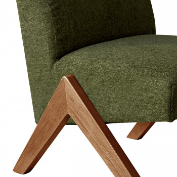 Vinto - Fauteuil en tissu pieds bois