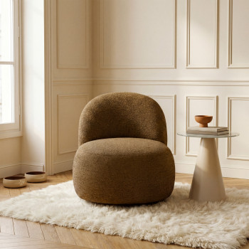 Groovy - Fauteuil pivotant en tissu chenille côtelé