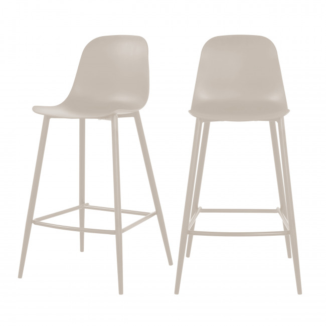 Portland - Lot de 4 tabourets de bar intérieur et extérieur en plastique et métal H65cm