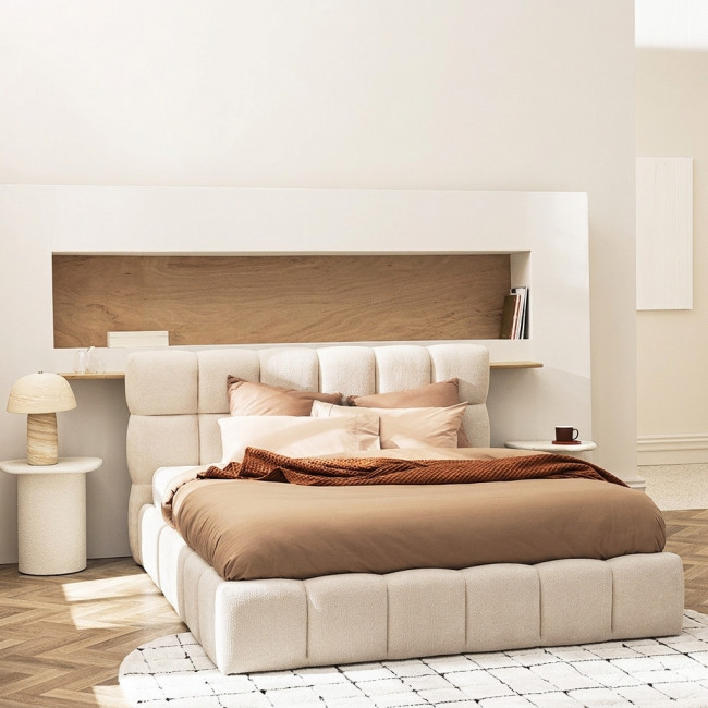 Romy - Lit coffre en tissu 160x200cm