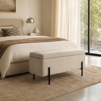Kos - Banc coffre en tissu et métal L100cm