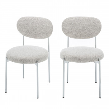 Kyoto - Lot de 2 chaises en tissu pieds chrome