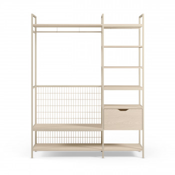 Aqaba - Kit dressing modulable 2 éléments en métal et bois L140xH179,5cm 