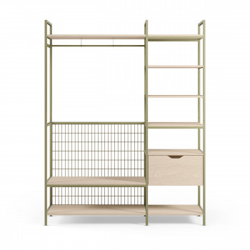 Aqaba - Kit dressing modulable 2 éléments en métal et bois L140xH179,5cm 