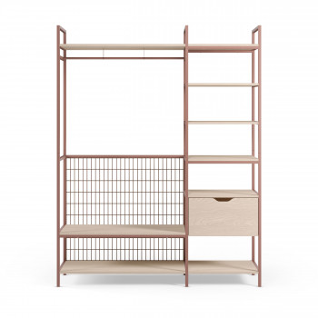 Aqaba - Kit dressing modulable 2 éléments en métal et bois L140xH179,5cm 
