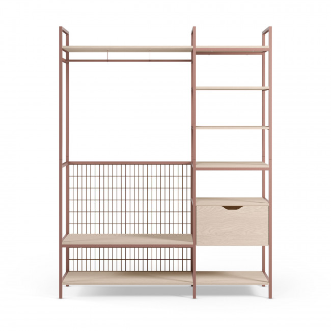 Aqaba - Kit dressing modulable 2 éléments en métal et bois L140xH179,5cm 