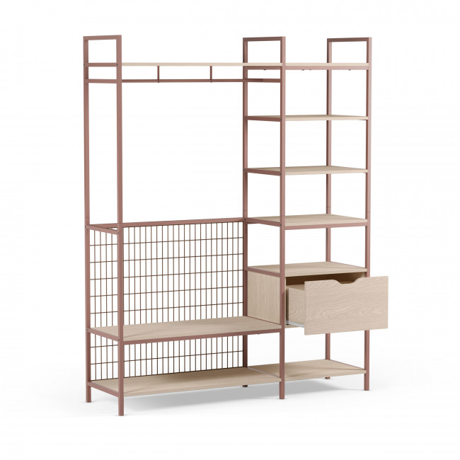 Aqaba - Kit dressing modulable 2 éléments en métal et bois L140xH179,5cm 