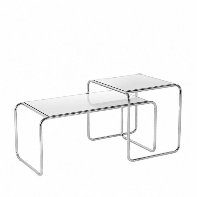 Rika - Table basse en miroir pieds chrome L80cm