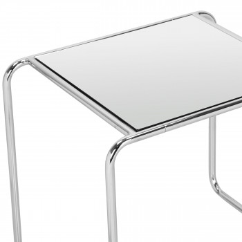 Rika - Table d'appoint en miroir pieds chrome