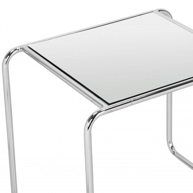 Rika - Table d'appoint en miroir pieds chrome