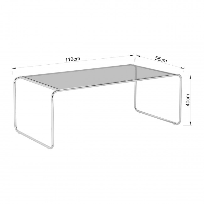 Rika - Table basse en verre pieds chrome L110cm